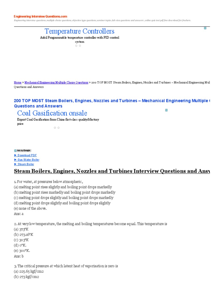 Steam Boilers, Engines, Nozzles and Turbines Mechanical Engineering