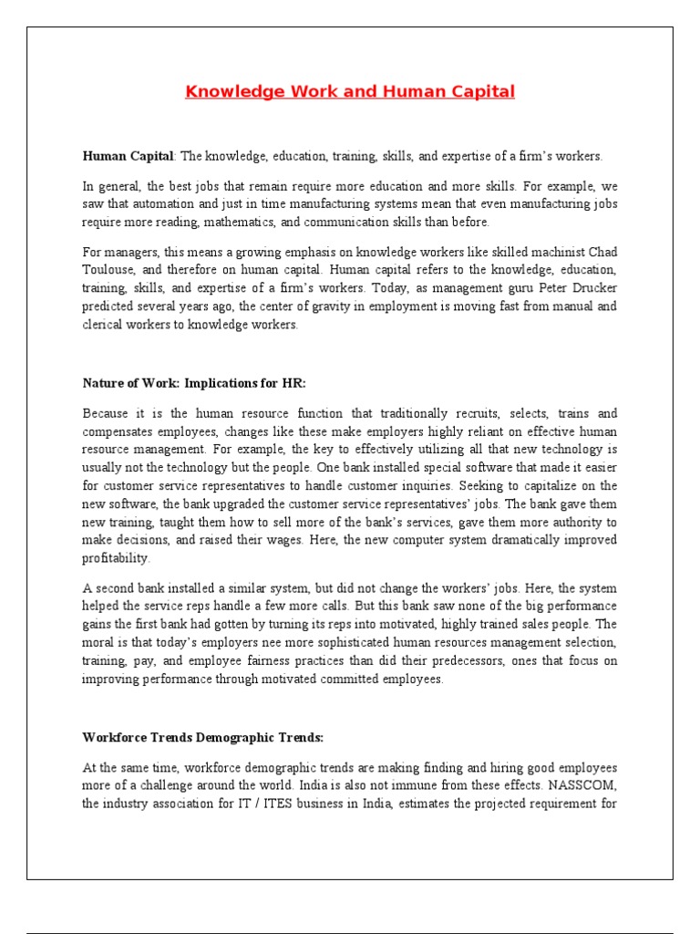 Knowledge Work & Human Capital | PDF | Human Resources | Employment