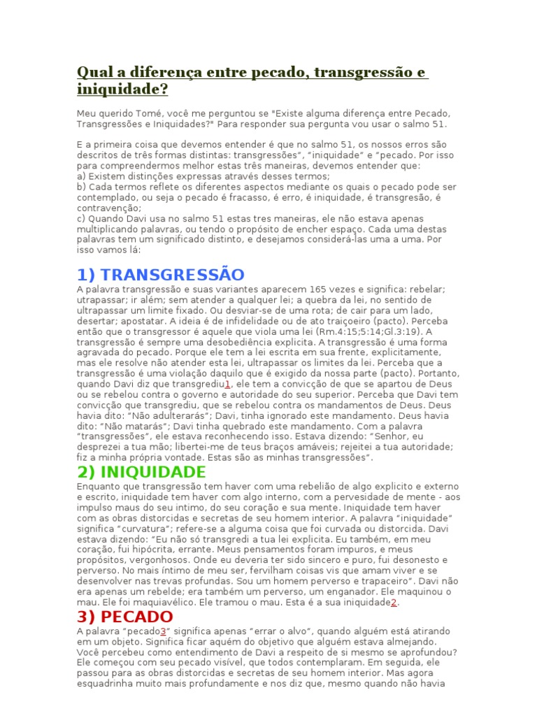 Qual A Diferença Entre Pecado, Transgressao e Iniquidade | PDF | Pecado |  Davi, image size:768x1024