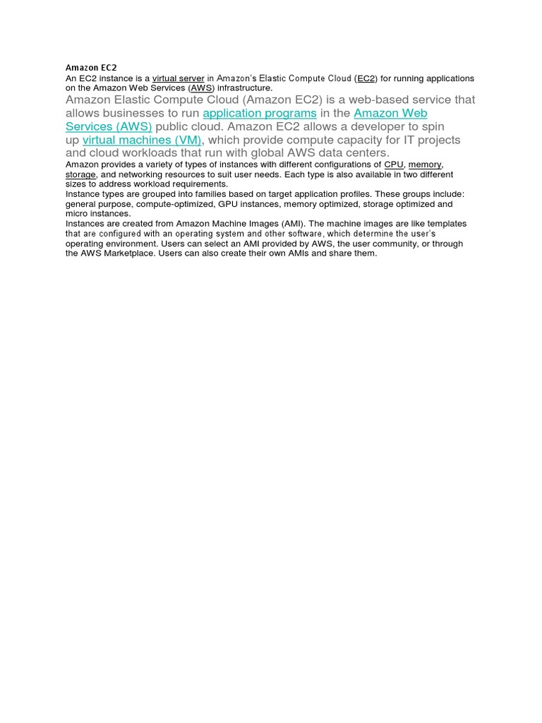 Overview of Amazon EC2 Instances | PDF | Computers