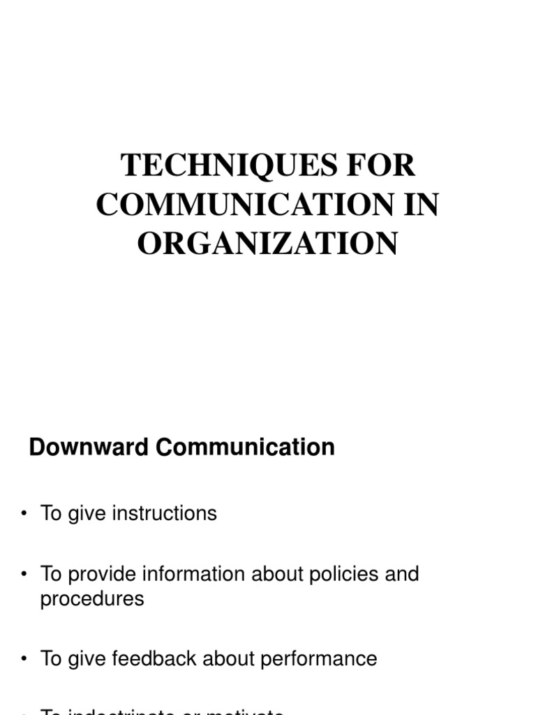 Techniques For Communication in Organization | PDF