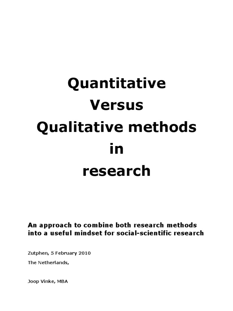 Integrating Quantitative and Qualitative Research | PDF | Qualitative ...