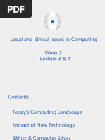 Legal and Ethical Issues in Computing Week 2 Lecture 3 & 4