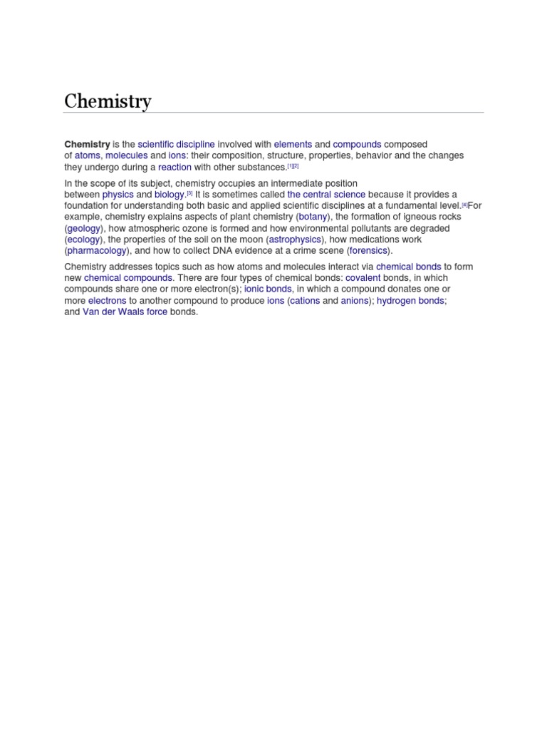 Overview of Chemistry and Its Bonds | PDF