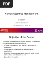 Human Resource Management: Kfa Mba Lincoln University 1st Semester (Credit 4)