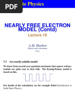 Solid State Physics: Nearly Free Electron MODEL (Contd)