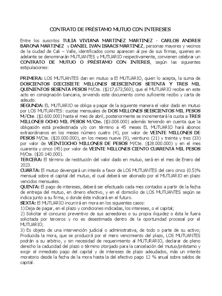 CONTRATO DE MUTUO CON INTERES.docx Interés Gobierno