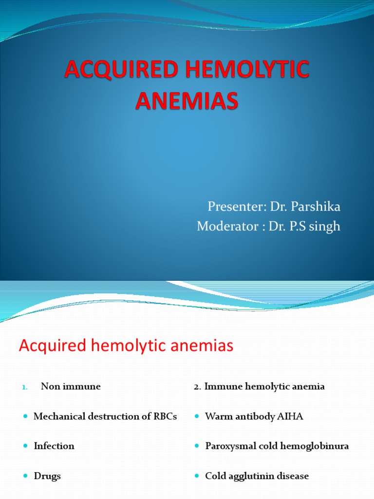 Overview of Acquired Hemolytic Anemias | PDF | Hematology | Immune System