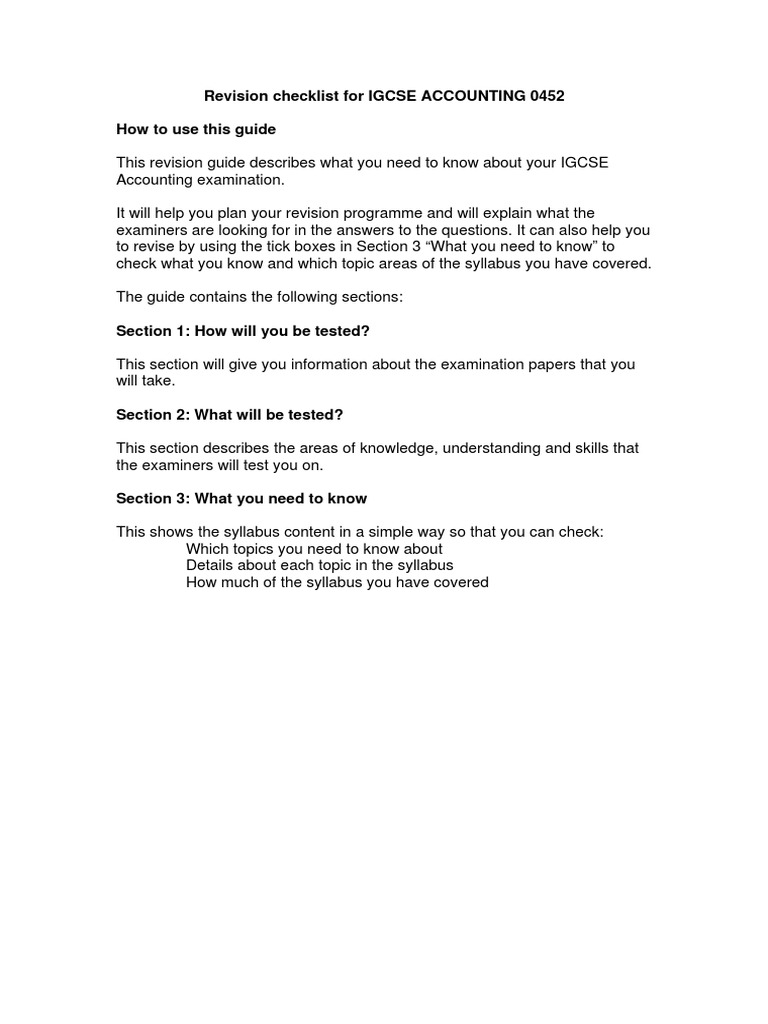 Revision Checklist | PDF | Test (Assessment) | Partnership