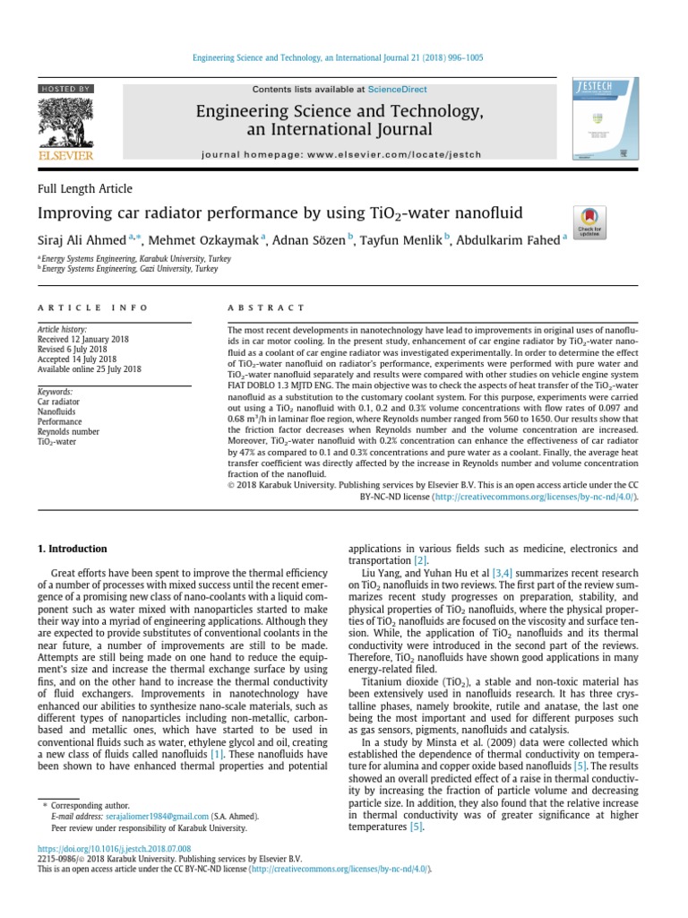 Pdf Engineering Science And Technology An International Journal
