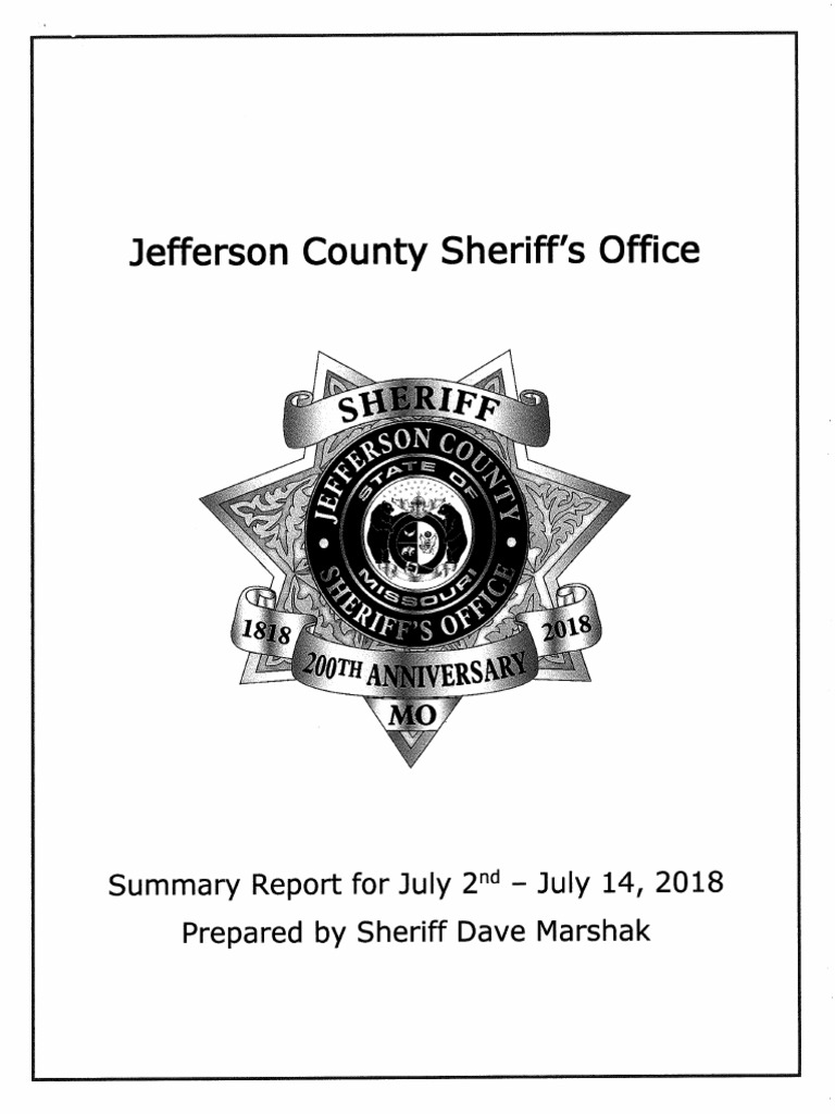 Jefferson County Sheriff Summary Report On DeSoto MO Police Dept July