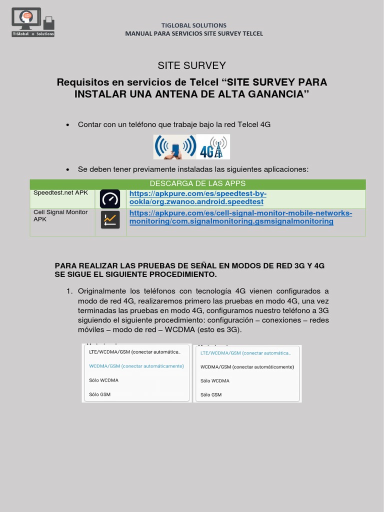 Site Survey para Antena Telcel | PDF | 3 G | 4 G