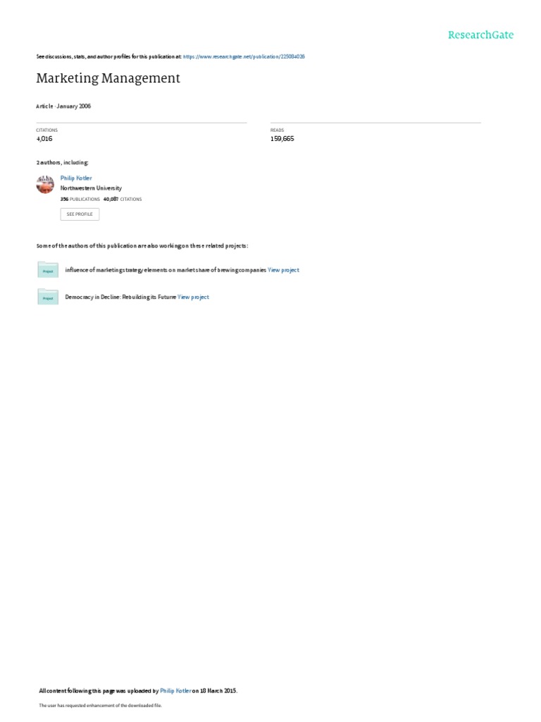 Marketing Management Pdf Marketing Brand