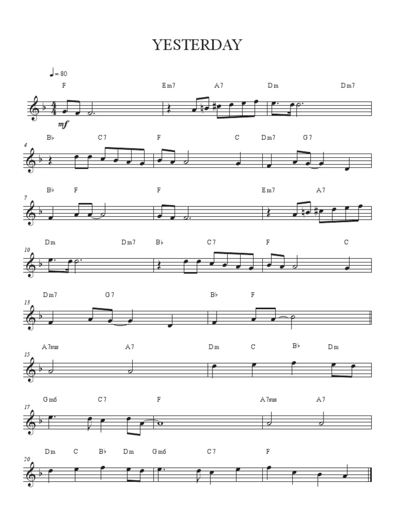 YESTERDAY - Score PDF | PDF