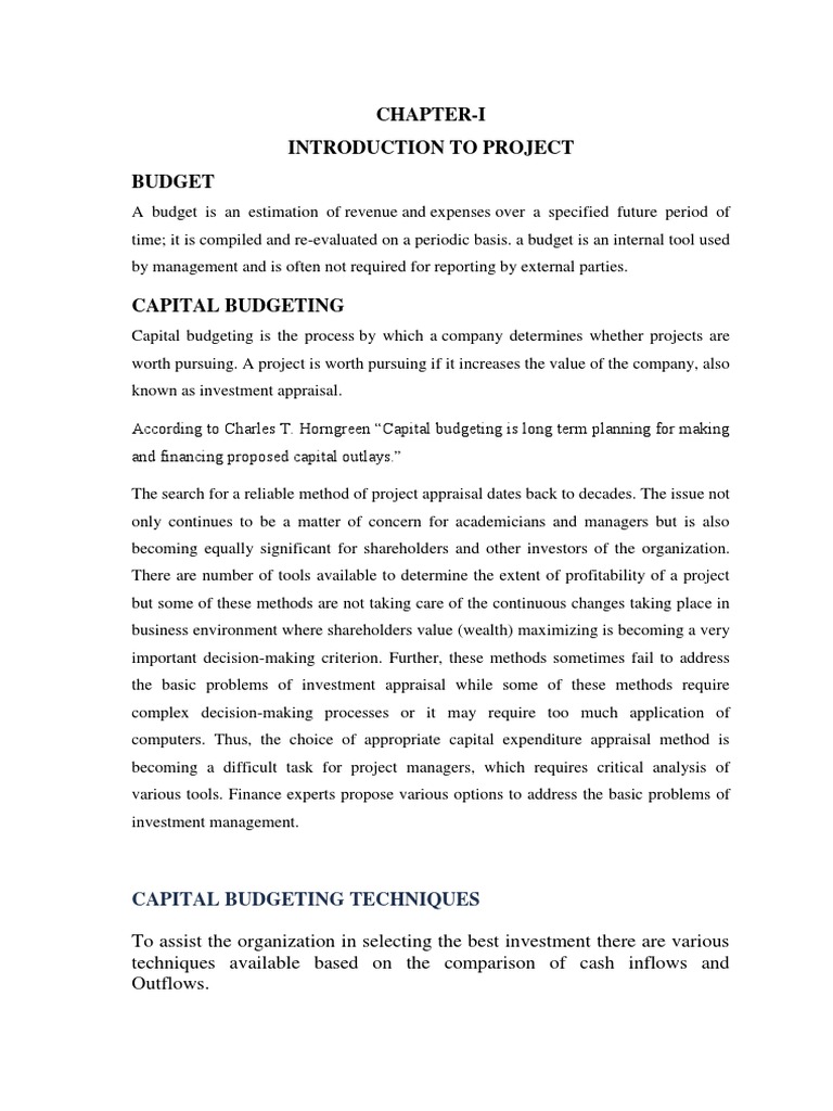Comparison of Capital Budgeting Techniques | PDF | Net Present Value ...