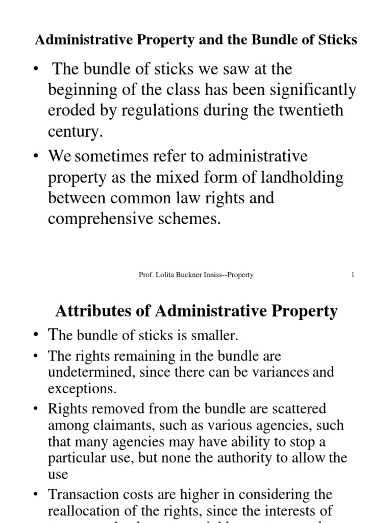 Administrative Property and The Bundle of Sticks: Prof. Lolita Buckner ...