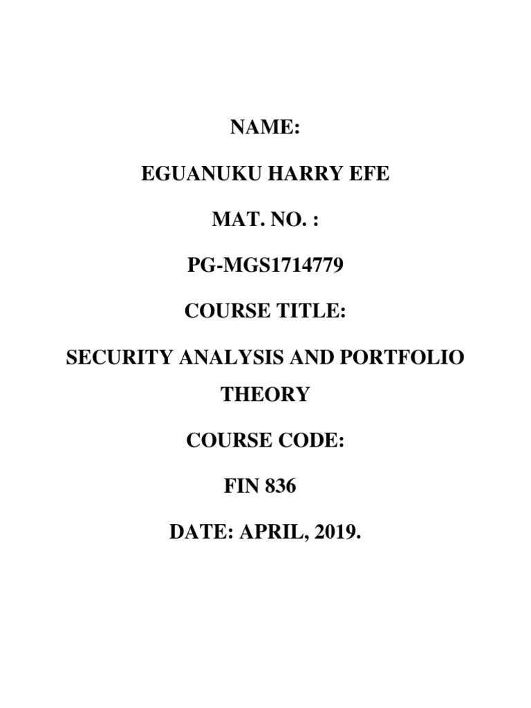 Sharpe Single Index Model Overview | PDF | Capital Asset Pricing Model ...