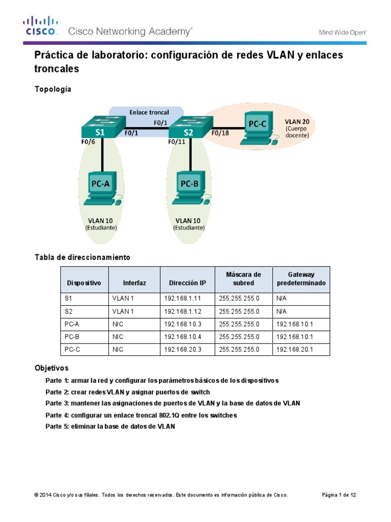 3.2.2.5 Lab - Configuring VLANs and Trunking PDF | PDF | Redes ...