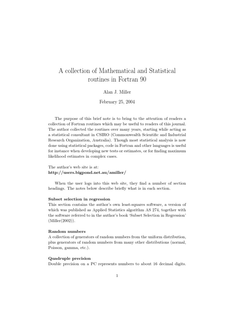 Fortran Statistics F90lib | PDF | Statistics | Equations