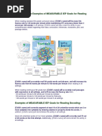 Lastly, Here Are Examples of MEASURABLE IEP Goals For Reading Fluency