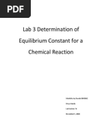 Lab 3 Determination of Equilibrium Constant For A Chemical Reaction