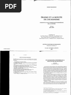 Julien Ries Erasme Et La Montee De L Humanisme Pdf Marsilio Ficino Dieu