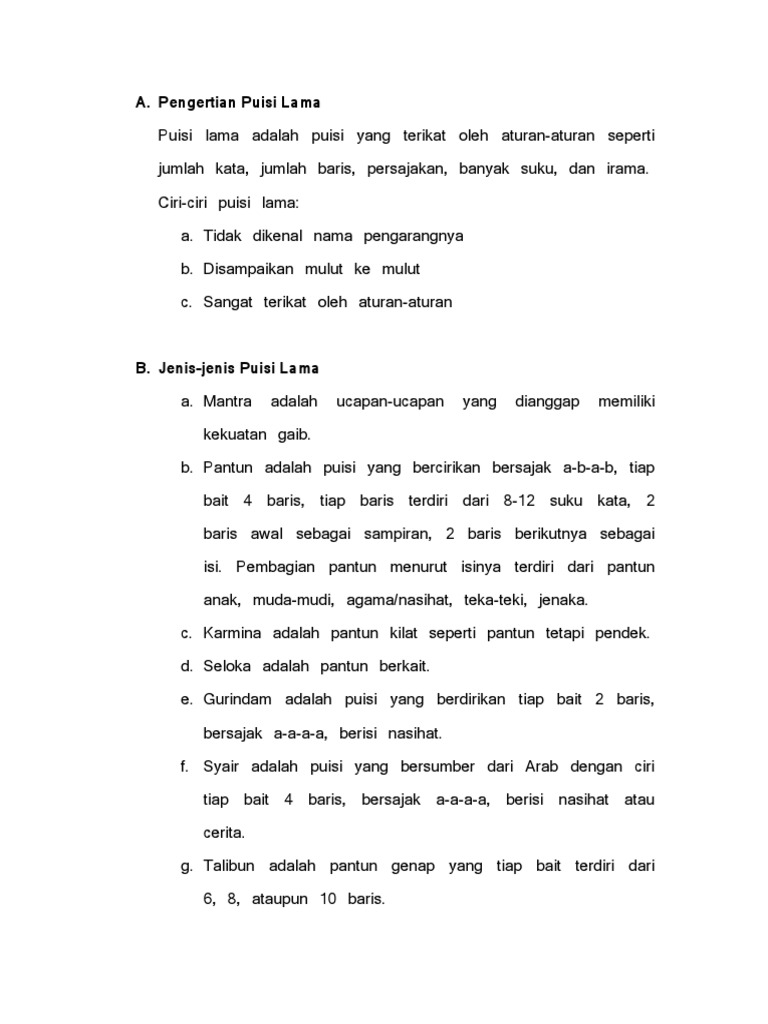 Perbandingan Puisi Lama dan Baru | PDF