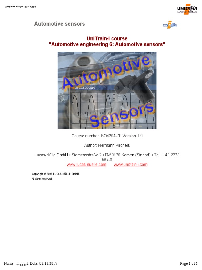 Automotive Sensors PDF | PDF | Electrical Resistance And Conductance ...
