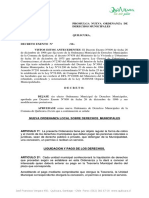 Nueva Ordenanza de Derechos Municipales PDF