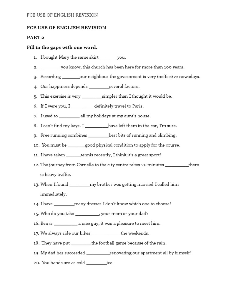 Fce Use Of English 2 Key 2014