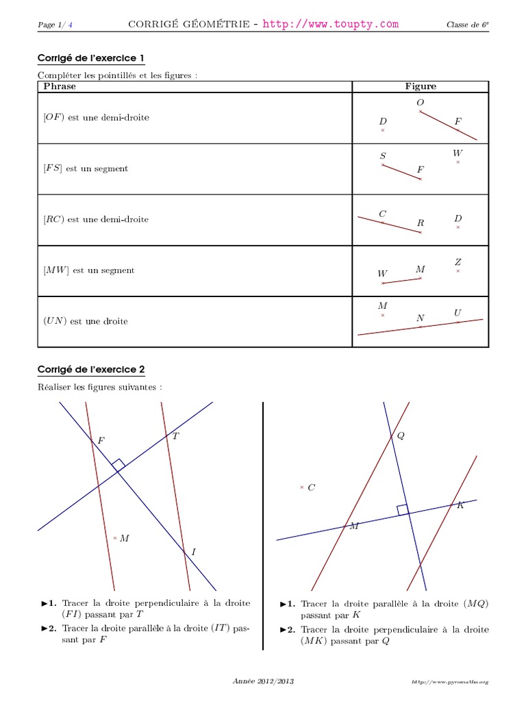 Exercices Corrigés Sur Les Angles 6ème Pdf Exercice Geometrie 6eme 3 Corrige PDF | PDF | Géométrie euclidienne |  Géométrie