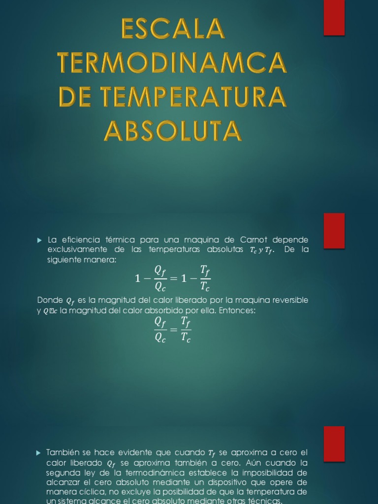 Escala Termodinamca de Temperatura Absoluta PDF Temperatura Termodinámica