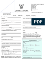 Visa Application Form: Ministry of Foreign Affairs of Thailand