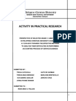 Activity in Practical Research: Philippine Christian University