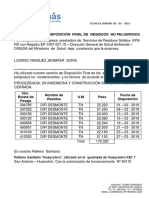 Constancia de Disposición Final de Residuos No Peligrosos