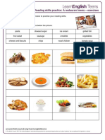 Reading Skills Practice: A Restaurant Menu - Exercises: Preparation