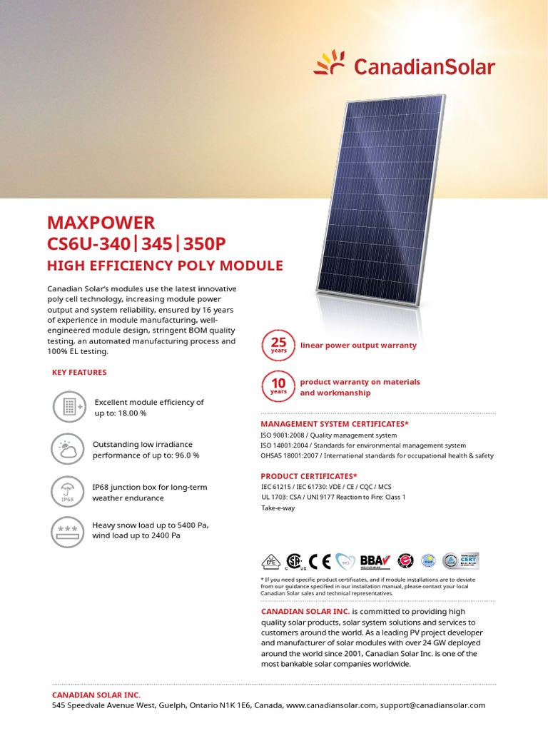 Canadian Solar-Datasheet-MaxPower CS6U-P en PDF | PDF | Fuse ...