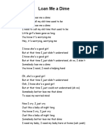 Loan Me A Dime Lyrics PDF