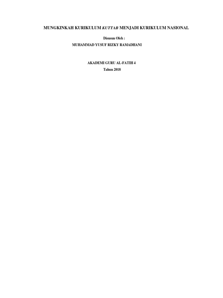 Kurikulum Kuttab dalam Pendidikan Nasional | PDF | Karier & Perkembangan