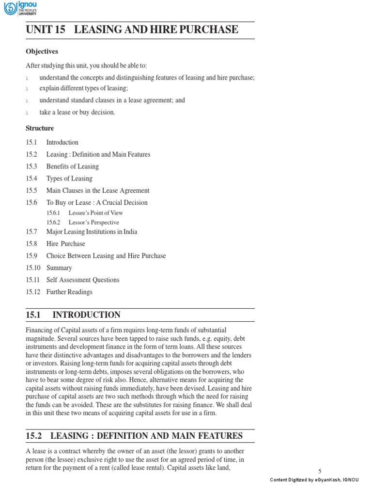 Understanding Leasing and Hire Purchase | PDF | Lease | Net Present Value