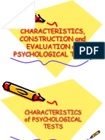 Characteristics, Construction and Evaluation of Psychological Tests