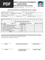 Course Registration Form: Government College University, Faisalabad