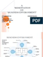 A Presentation ON "Business Environment": Submitted To: Submitted By: Ms Assistant Professor Dept. of Management Jmit