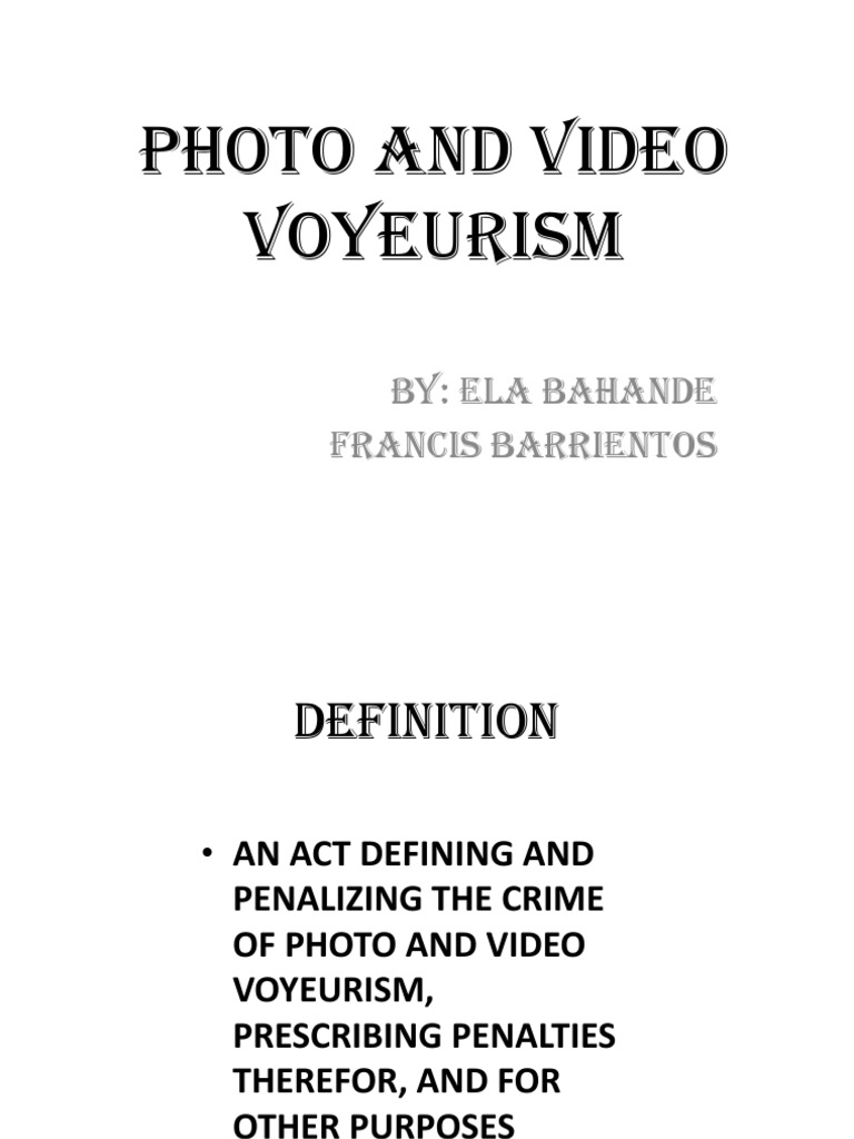 Photo and Video Voyeurism 1 PDF Video Crime and Violence