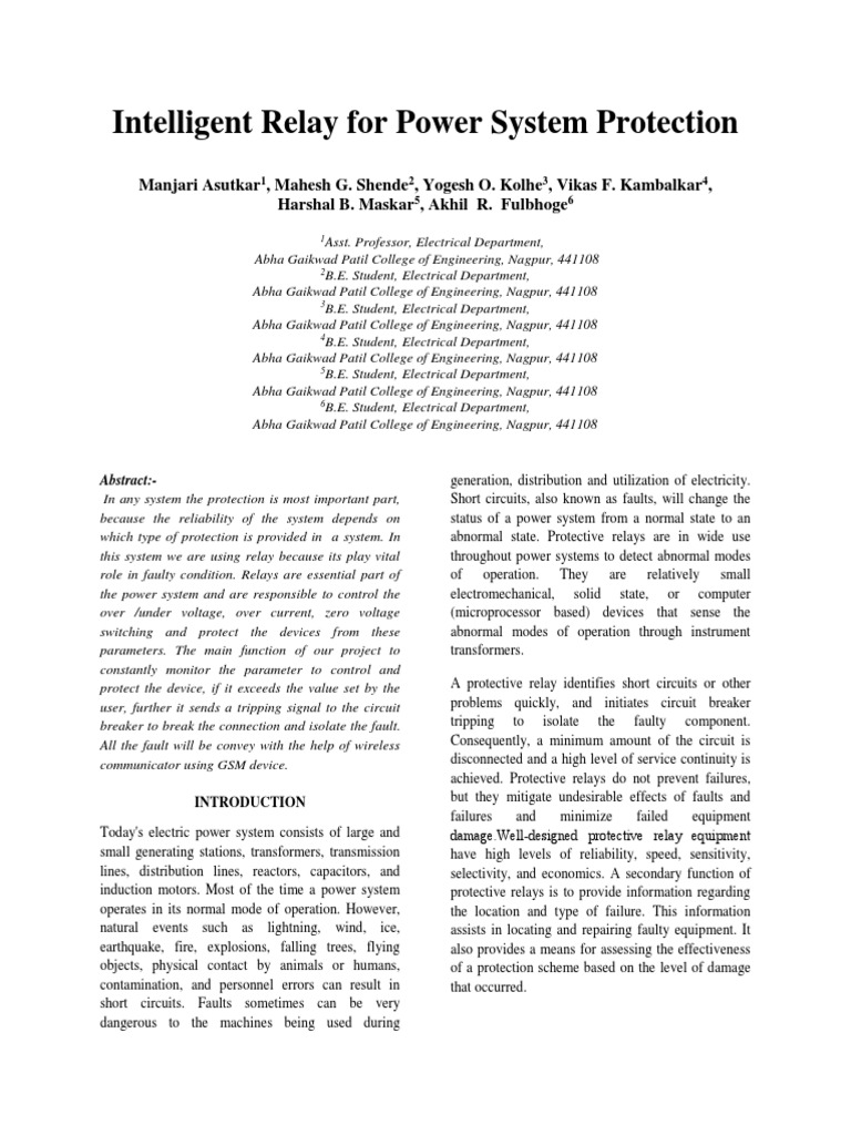 Research Paper (New 1) PDF Relay Electric Power System