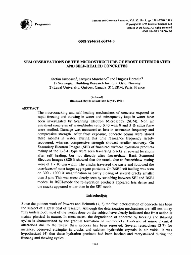 Sem Observations of The Microstructure of Frost Deteriorated and Self ...