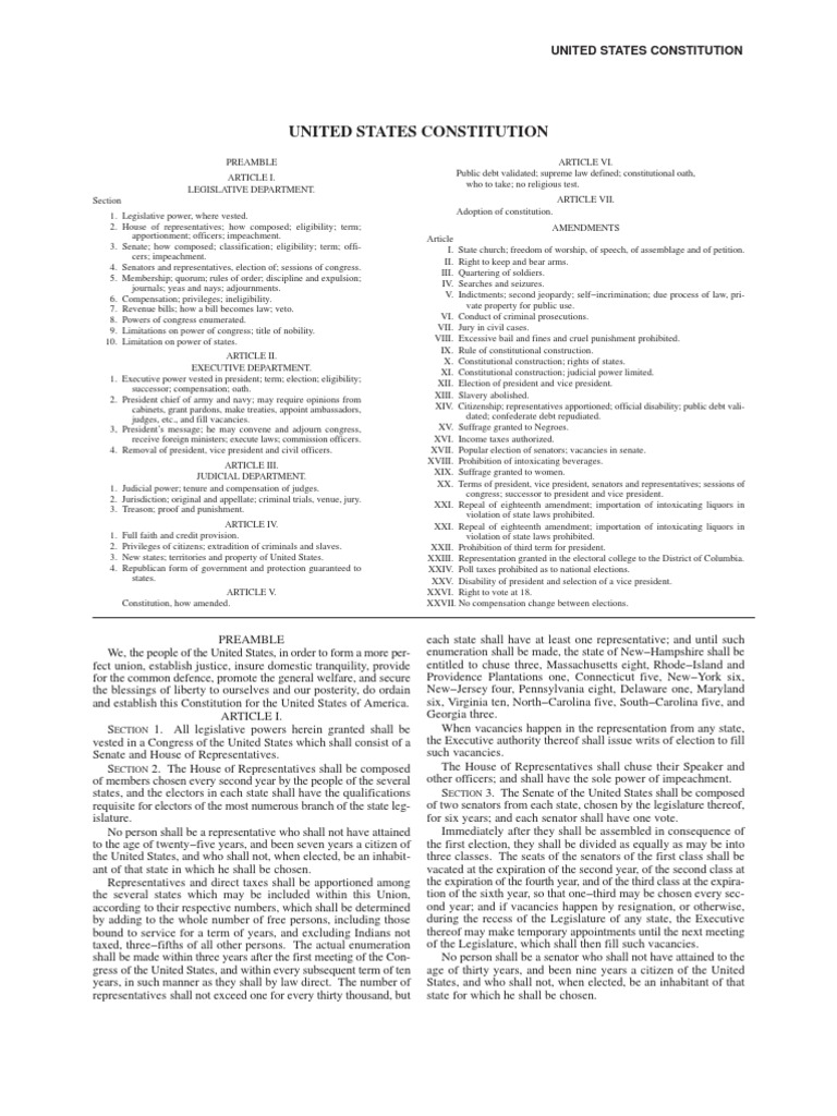 Overview of the U.S. Constitution | PDF | U.S. State | United States ...