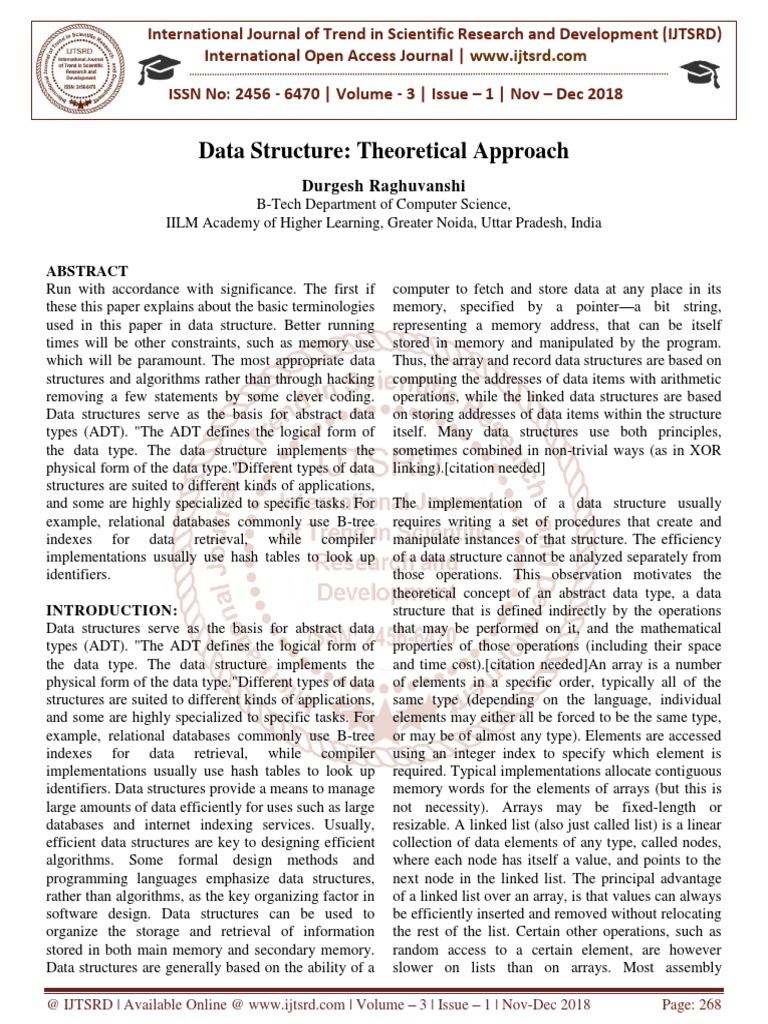 Theoretical Approaches to Data Structures | PDF | Data Structure | Data ...