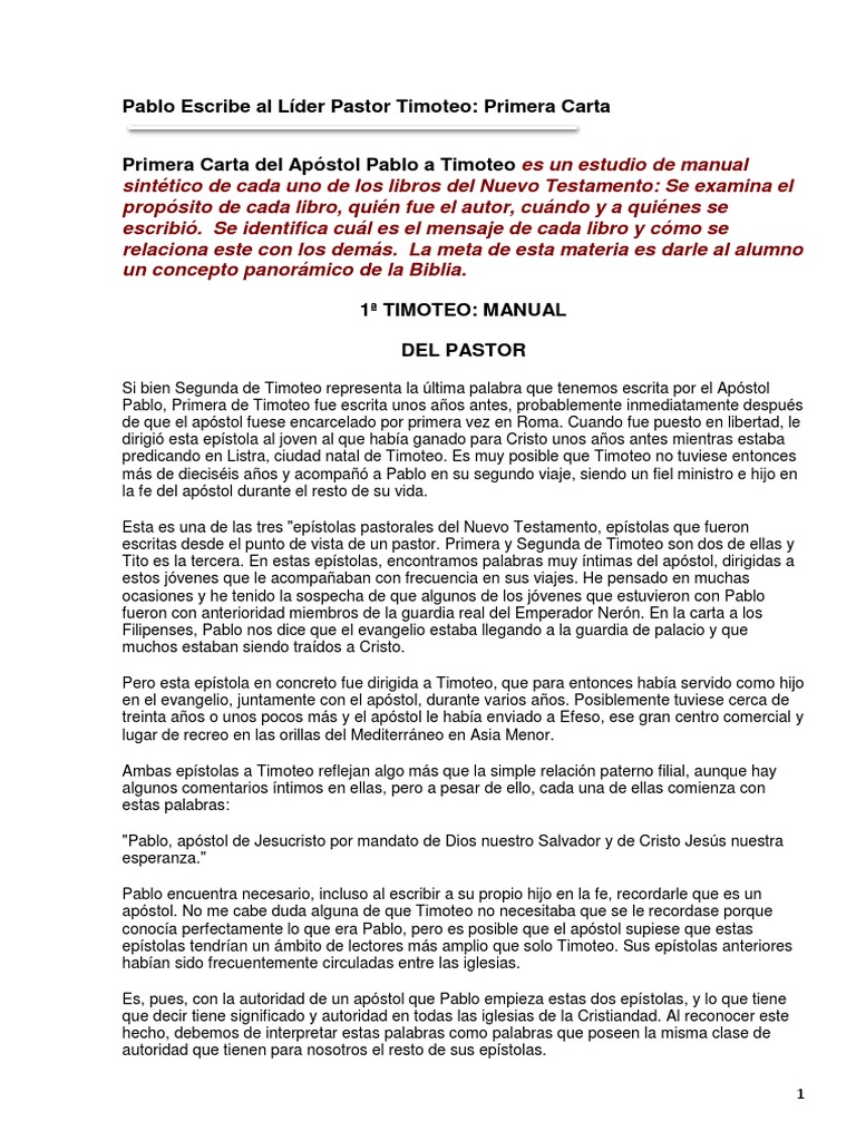 Lider Timoteo Consejos de Pablo | PDF | Pablo el apóstol | Jesús