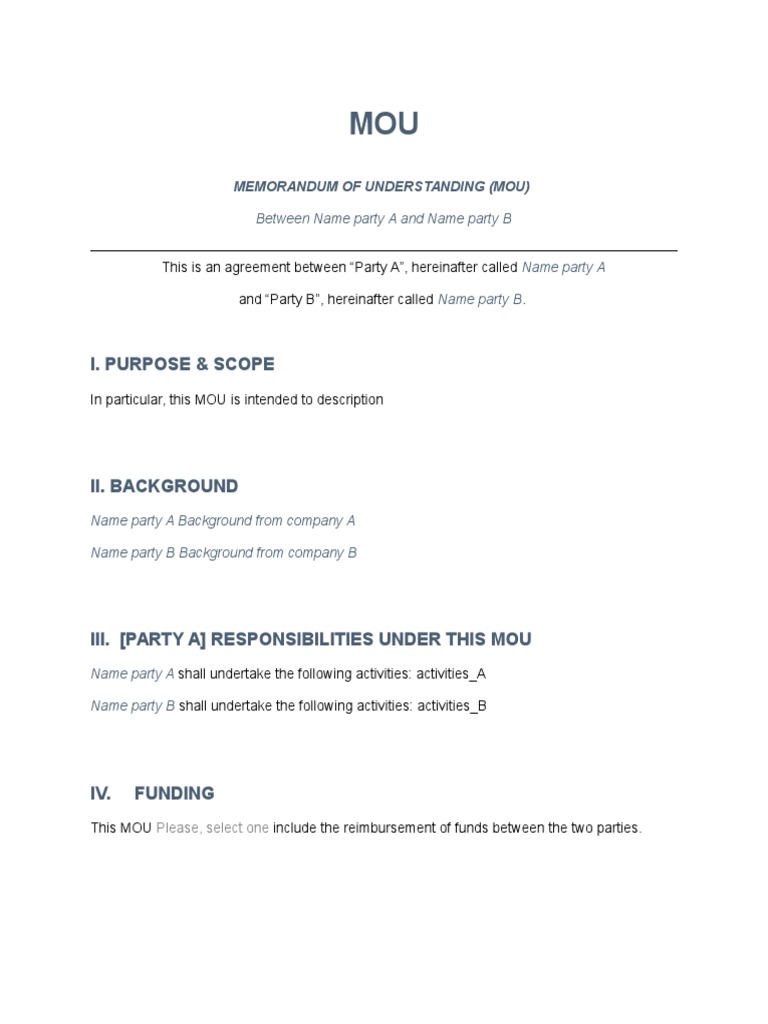 MOU Agreement Between Party A and B | PDF